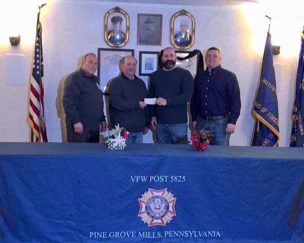 Members of VFW Post 5825 Pine Grove Mills, PA donate $1000 to the Scott Sipple Foundation